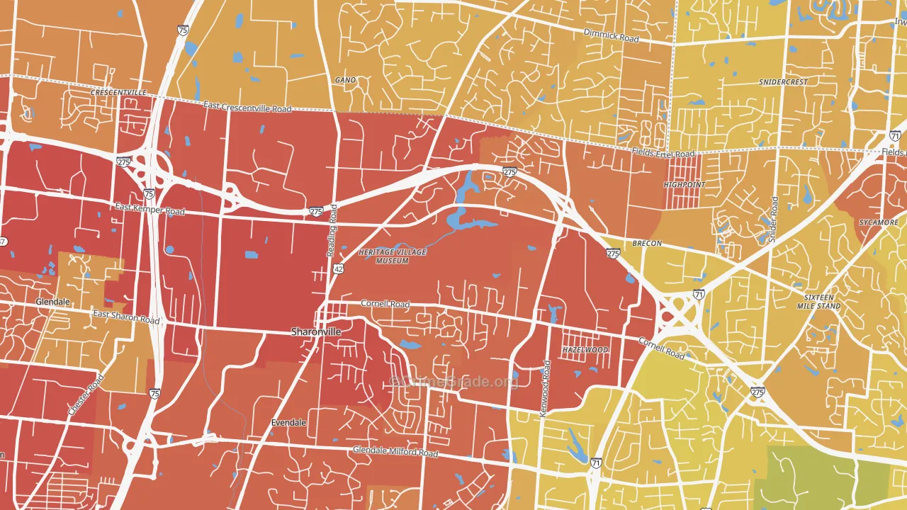 45241, OH Map of Vehicle Theft Rates
