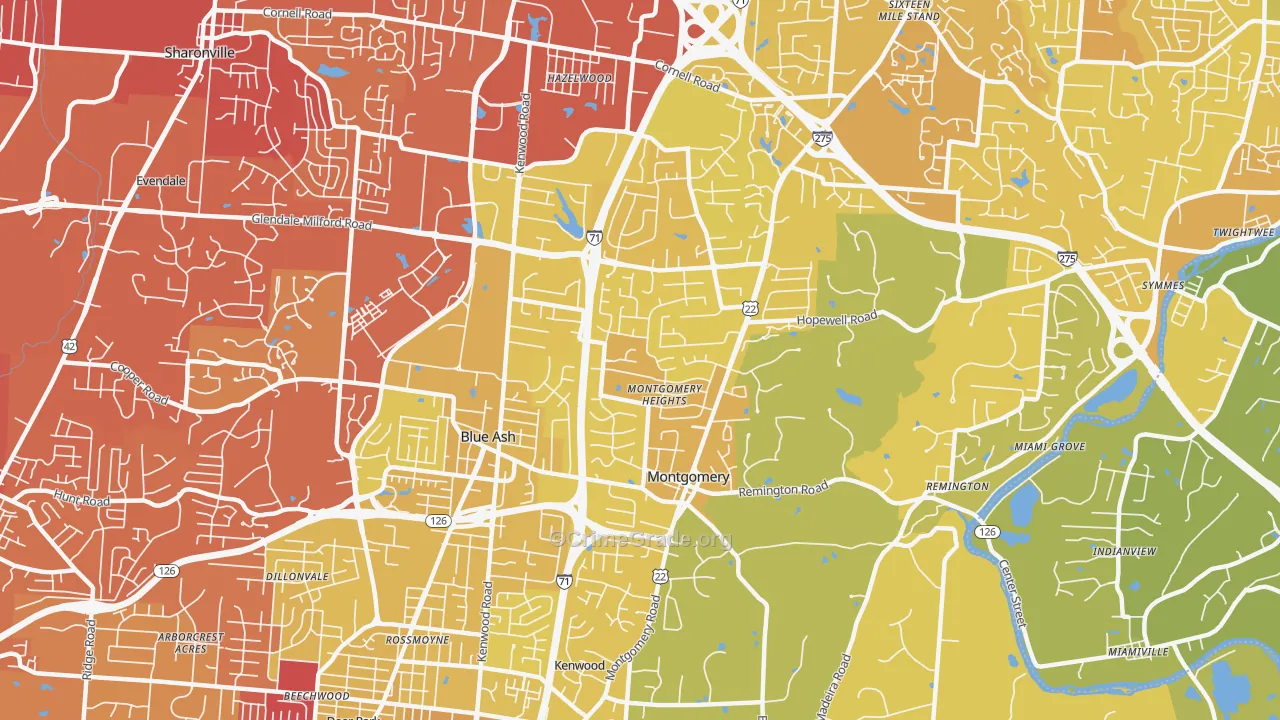 45242, OH Map of Vehicle Theft Rates