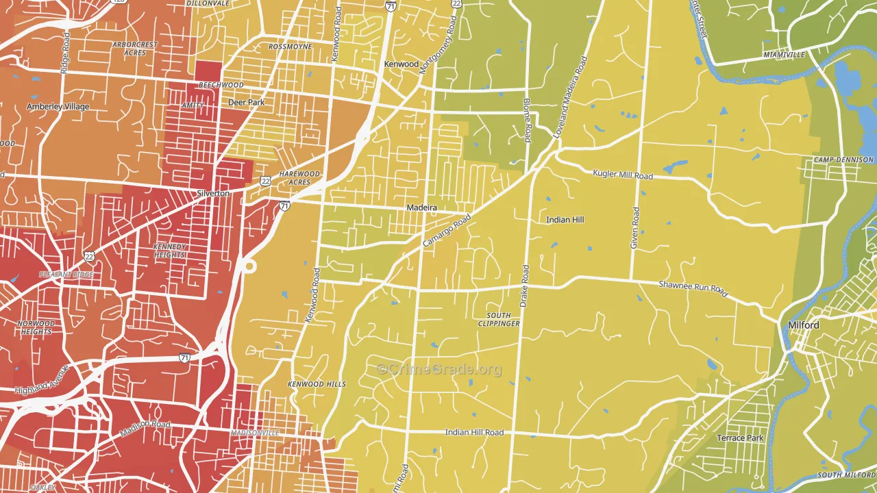 45243, OH Map of Vehicle Theft Rates