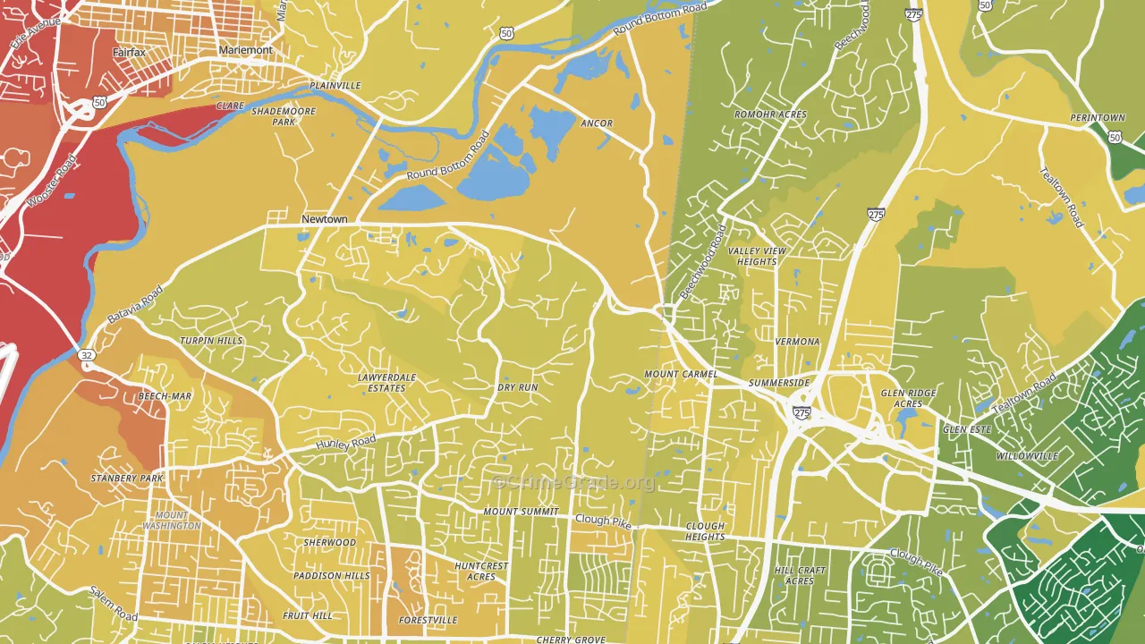 45244, OH Map of Vehicle Theft Rates