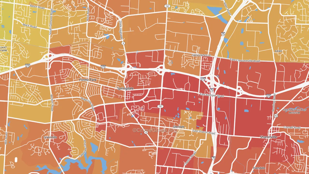 45246, OH Map of Vehicle Theft Rates
