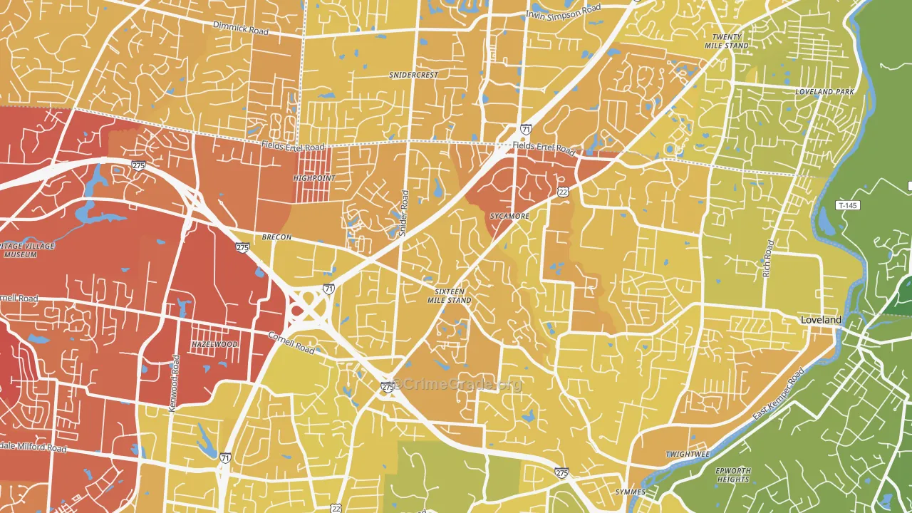 45249, OH Map of Vehicle Theft Rates
