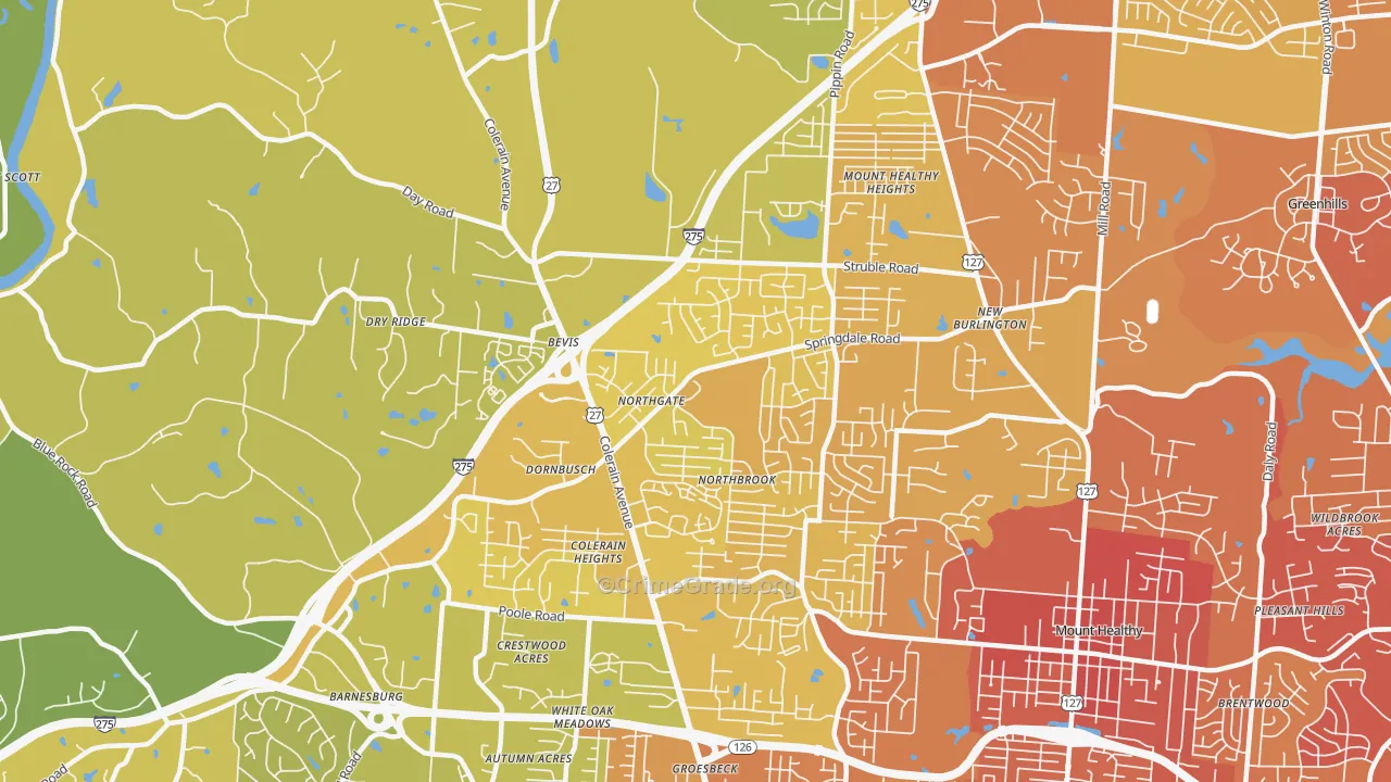 45251, OH Map of Vehicle Theft Rates