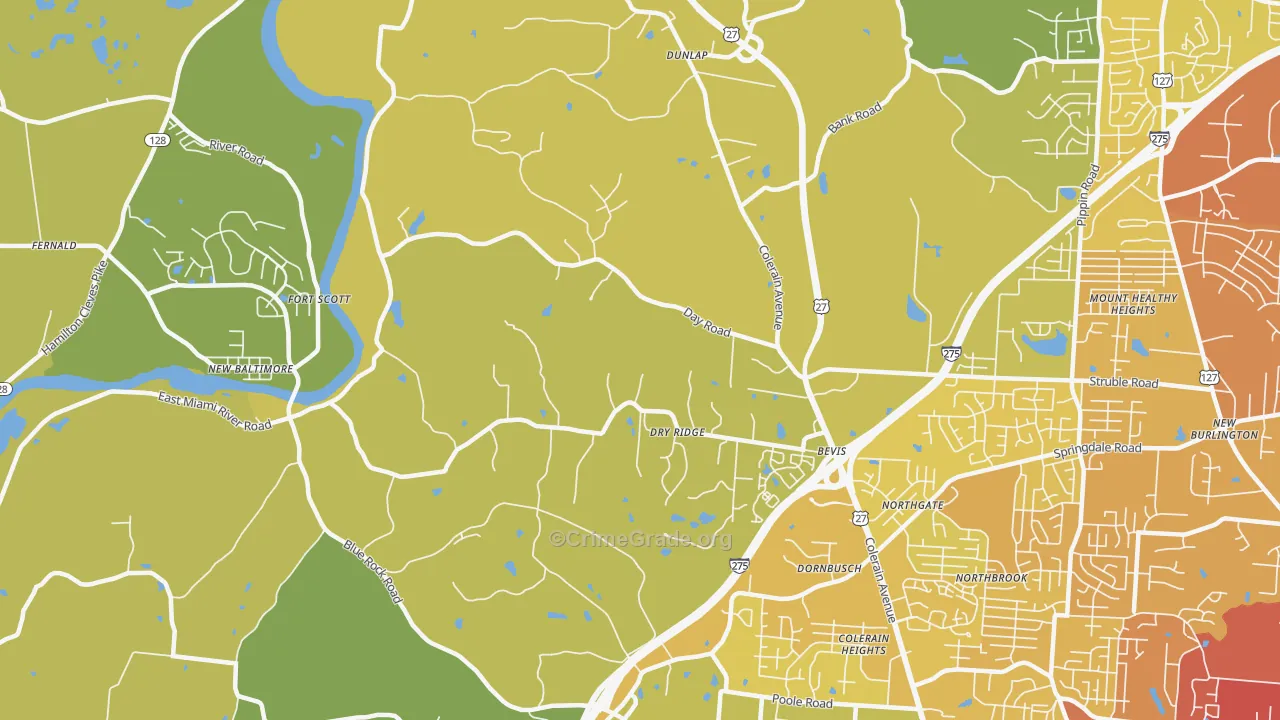 45252, OH Map of Vehicle Theft Rates