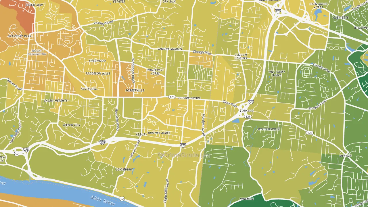 45255, OH Map of Vehicle Theft Rates