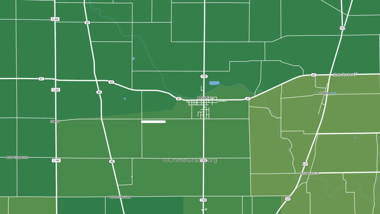 45303, OH Map of Vehicle Theft Rates