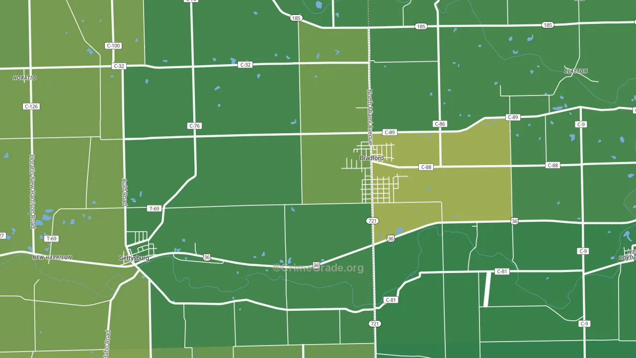 45308, OH Map of Vehicle Theft Rates