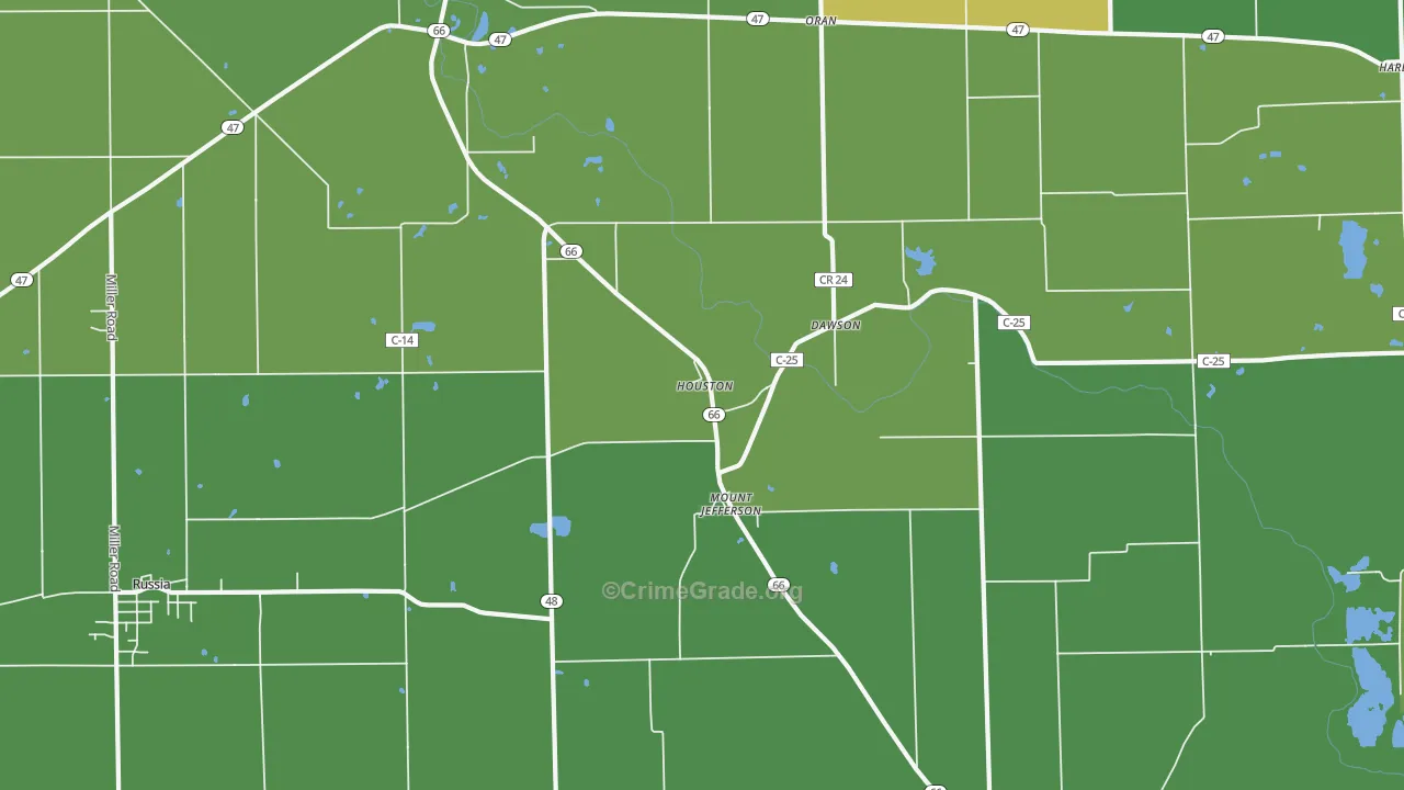 45333, OH Map of Vehicle Theft Rates