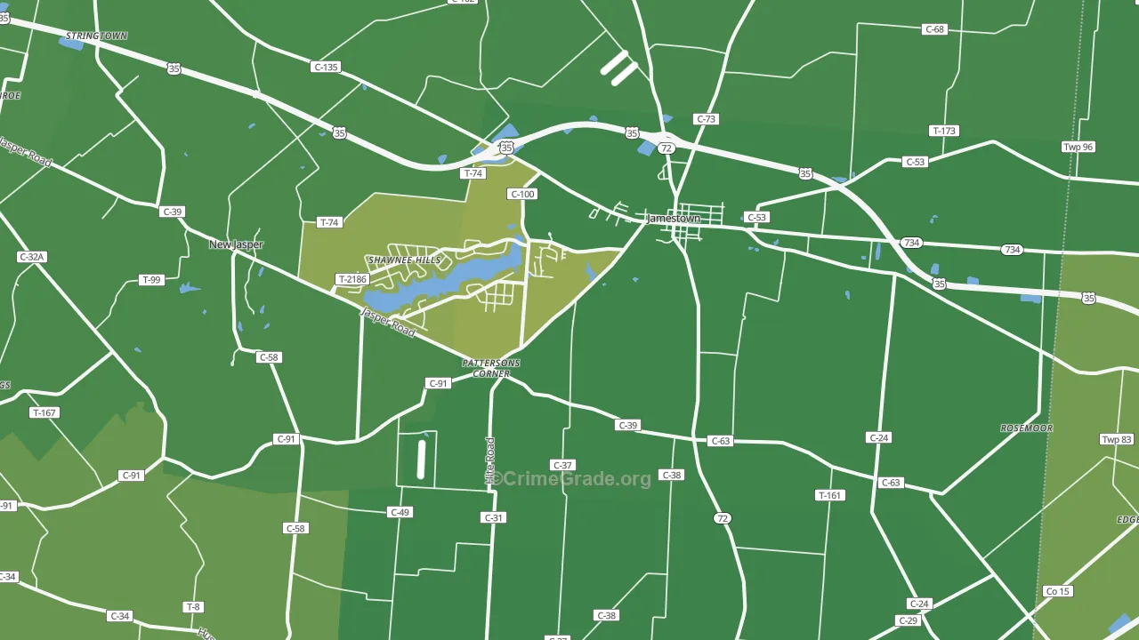 45335, OH Map of Vehicle Theft Rates