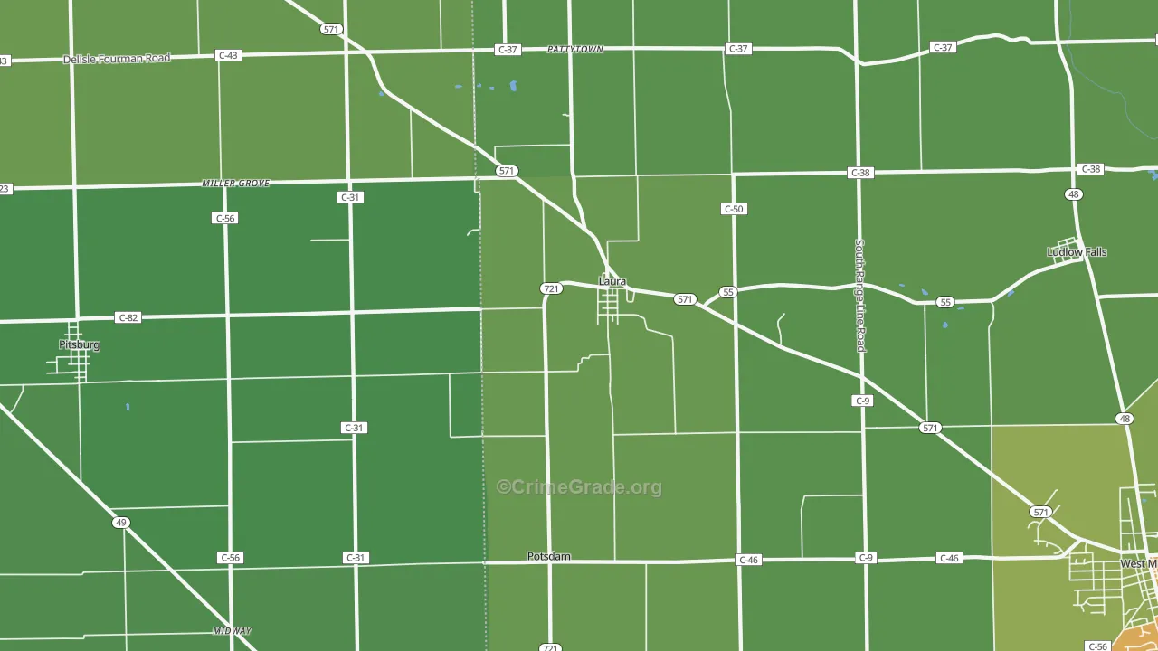 45337, OH Map of Vehicle Theft Rates