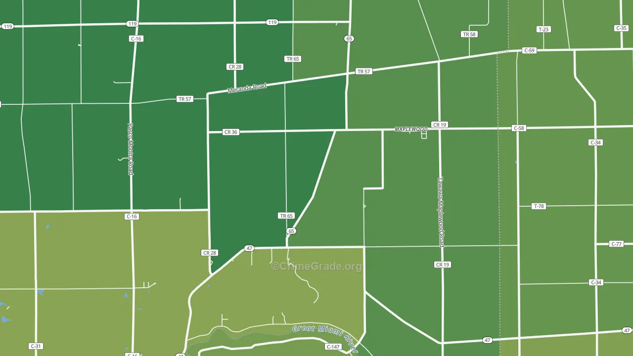 45340, OH Map of Vehicle Theft Rates