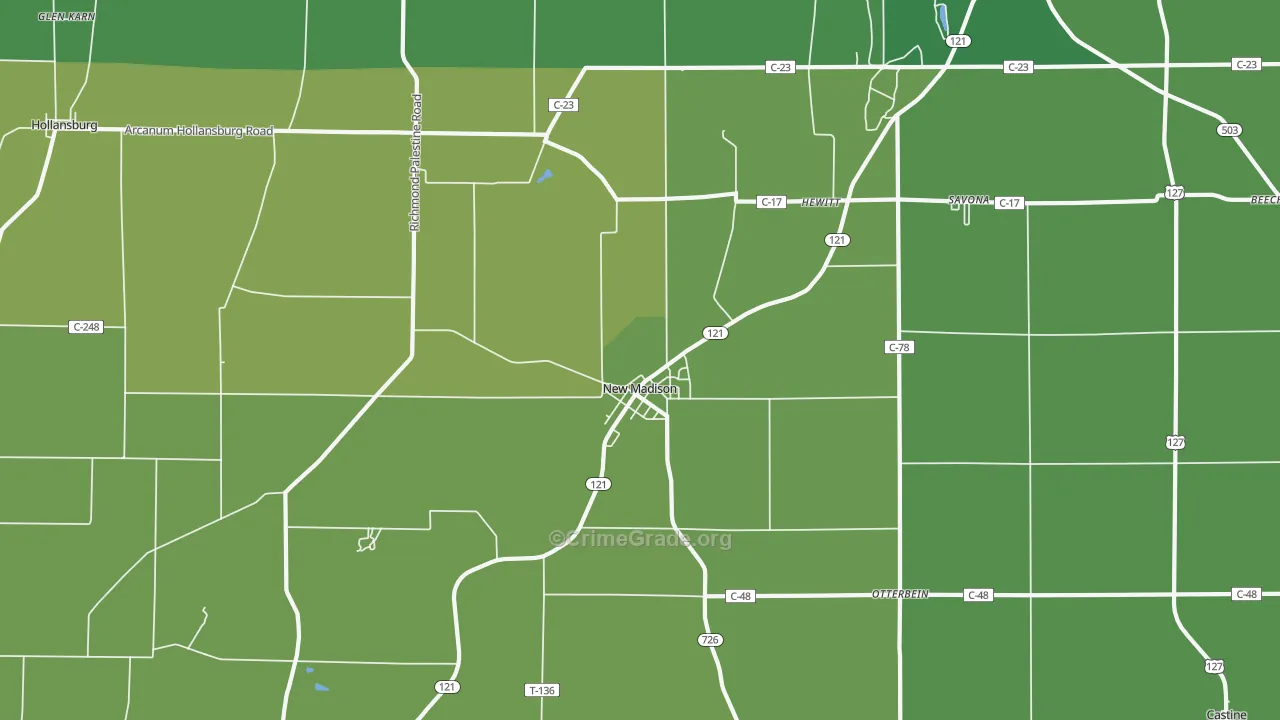 45346, OH Map of Vehicle Theft Rates