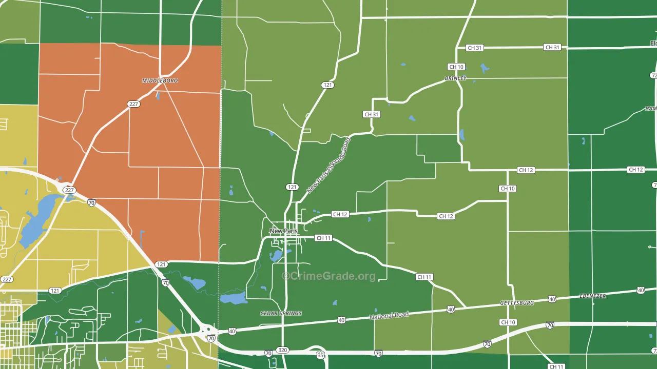 45347, OH Map of Vehicle Theft Rates