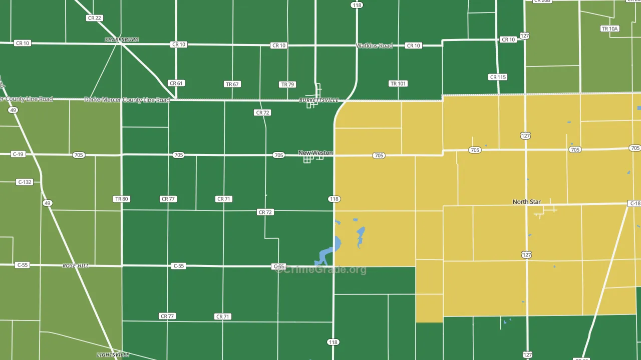 45348, OH Map of Vehicle Theft Rates