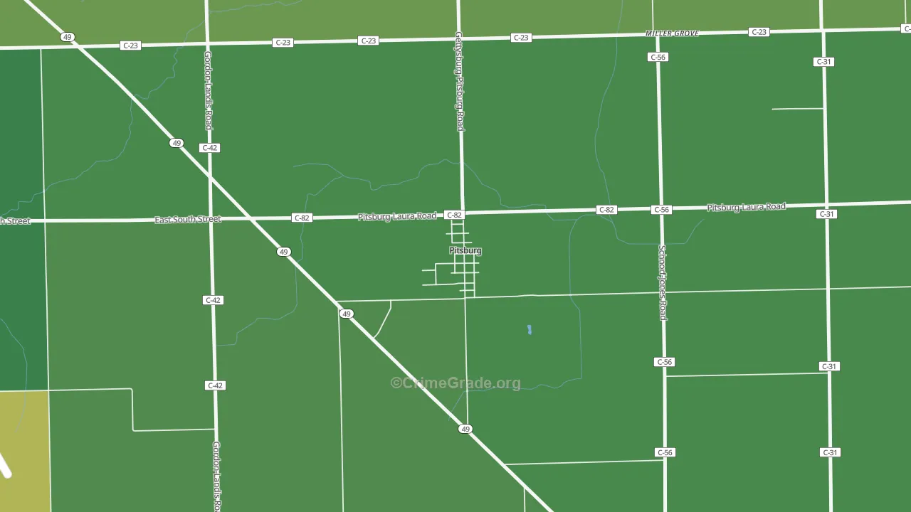 45358, OH Map of Vehicle Theft Rates