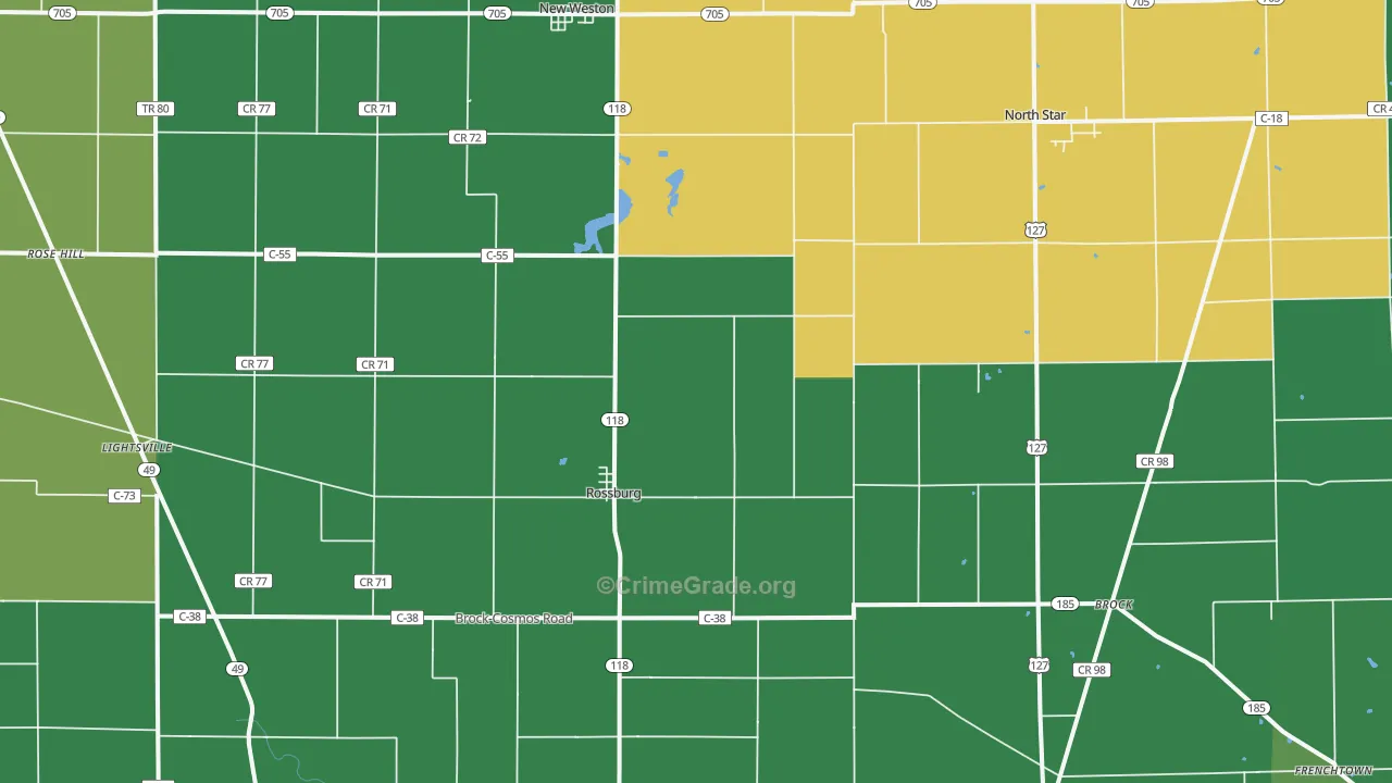 45362, OH Map of Vehicle Theft Rates