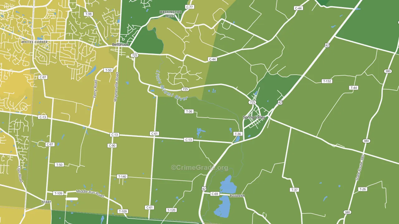 45370, OH Map of Vehicle Theft Rates