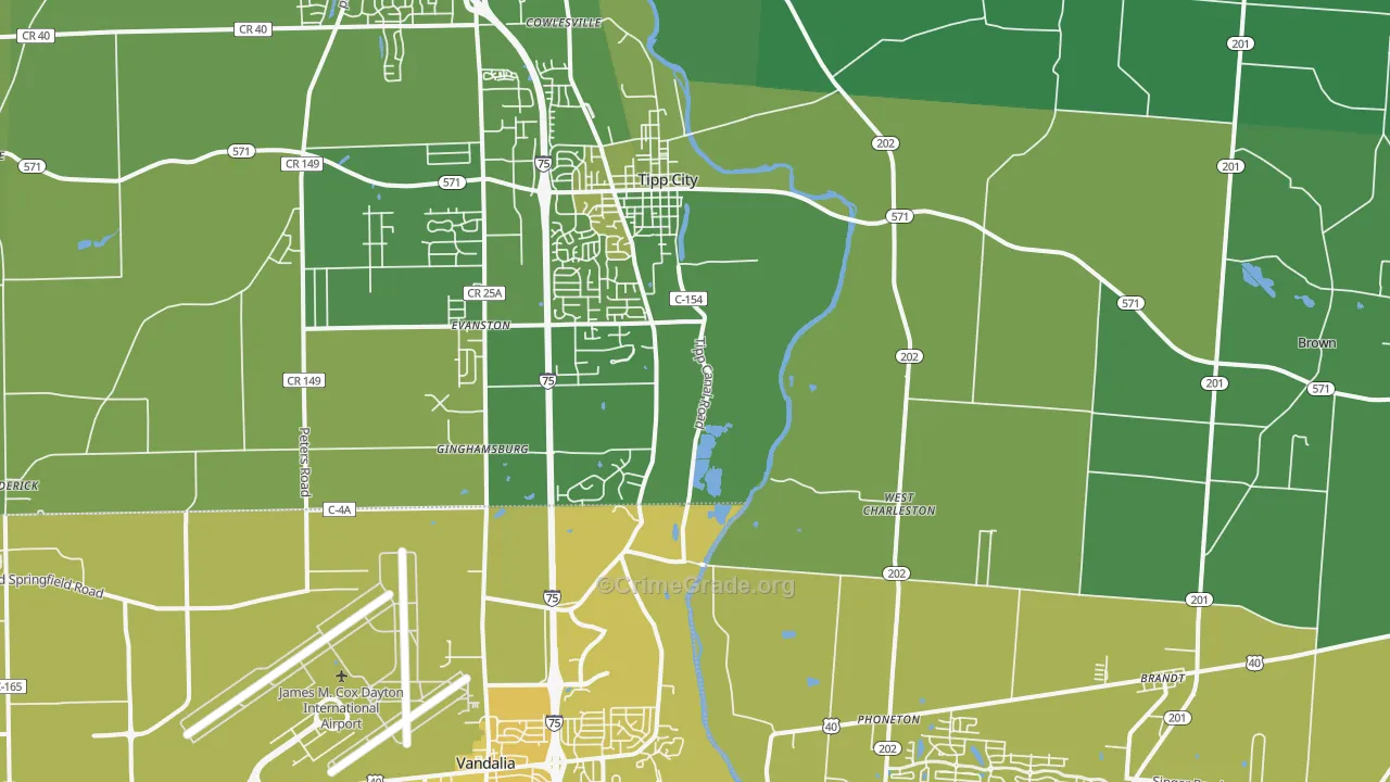 45371, OH Map of Vehicle Theft Rates