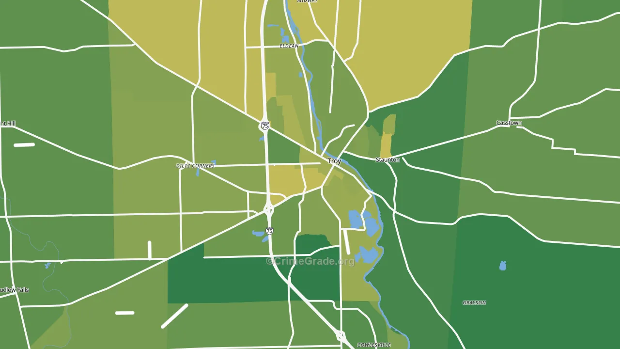 45373, OH Map of Vehicle Theft Rates