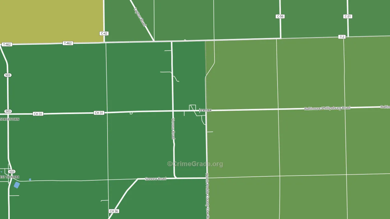 45378, OH Map of Vehicle Theft Rates