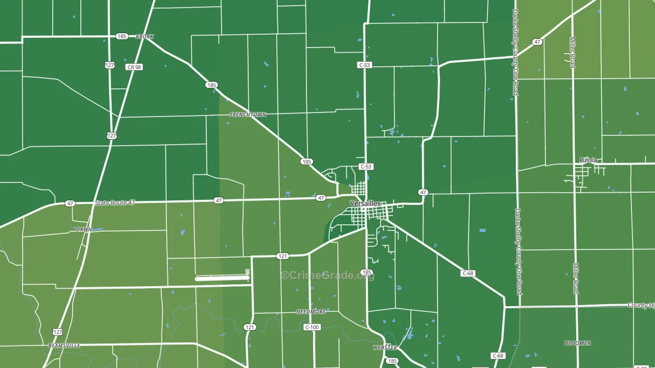 45380, OH Map of Vehicle Theft Rates