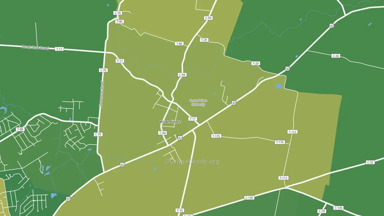 45384, OH Map of Vehicle Theft Rates