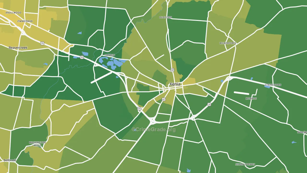 45385, OH Map of Vehicle Theft Rates