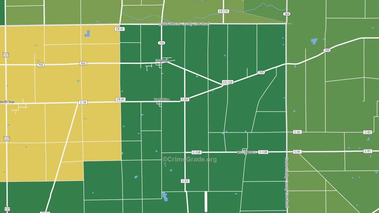 45388, OH Map of Vehicle Theft Rates