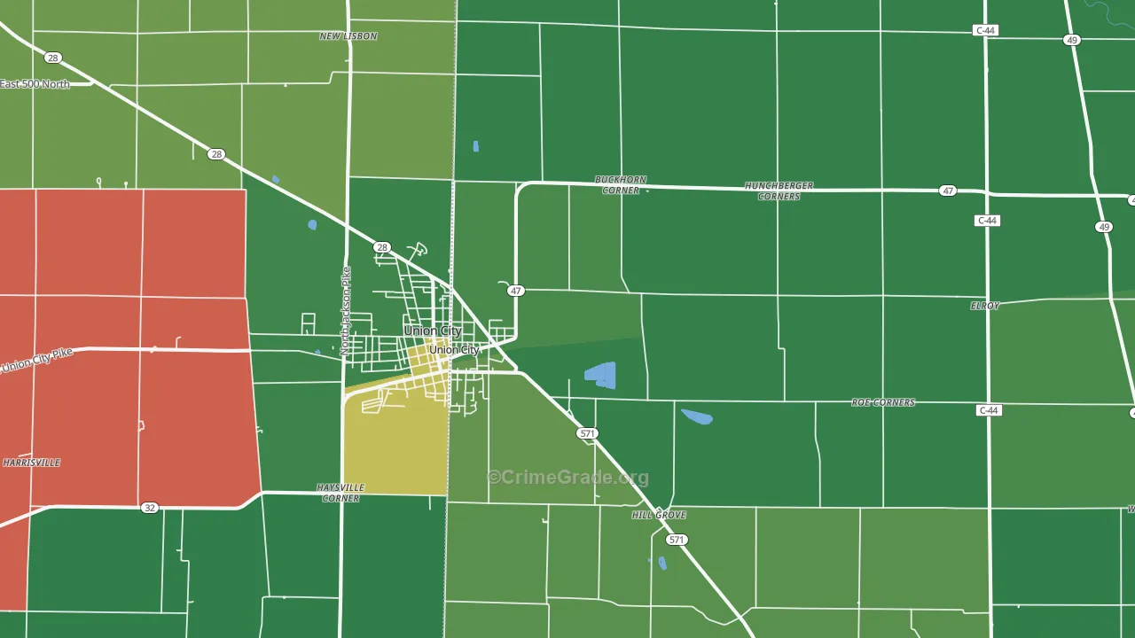 45390, OH Map of Vehicle Theft Rates