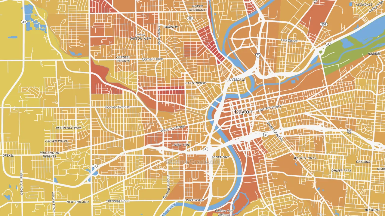45402, OH Map of Vehicle Theft Rates