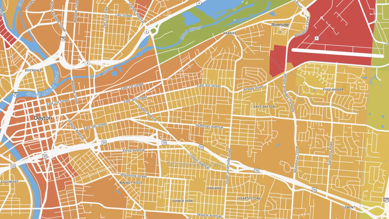45403, OH Map of Vehicle Theft Rates