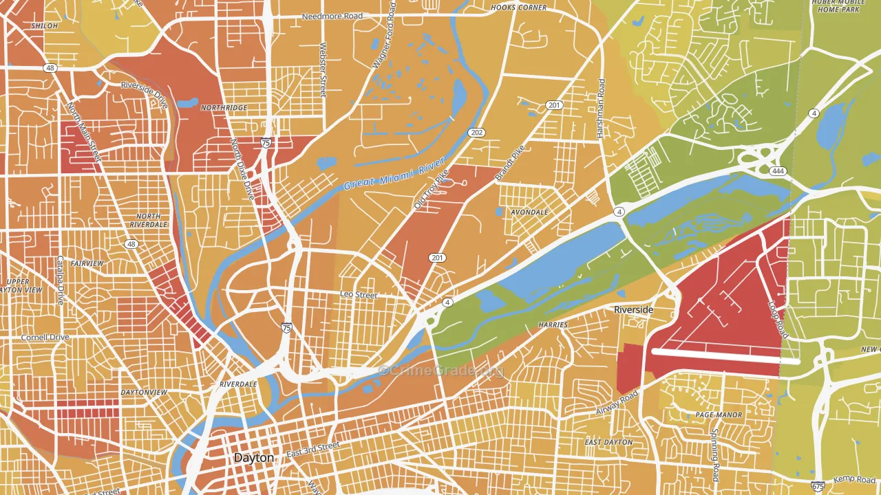 45404, OH Map of Vehicle Theft Rates