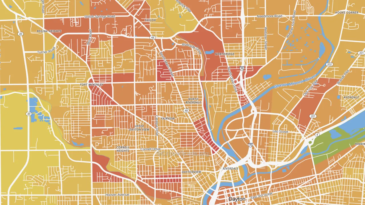 45405, OH Map of Vehicle Theft Rates