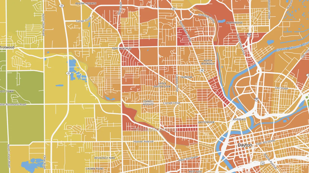 45406, OH Map of Vehicle Theft Rates