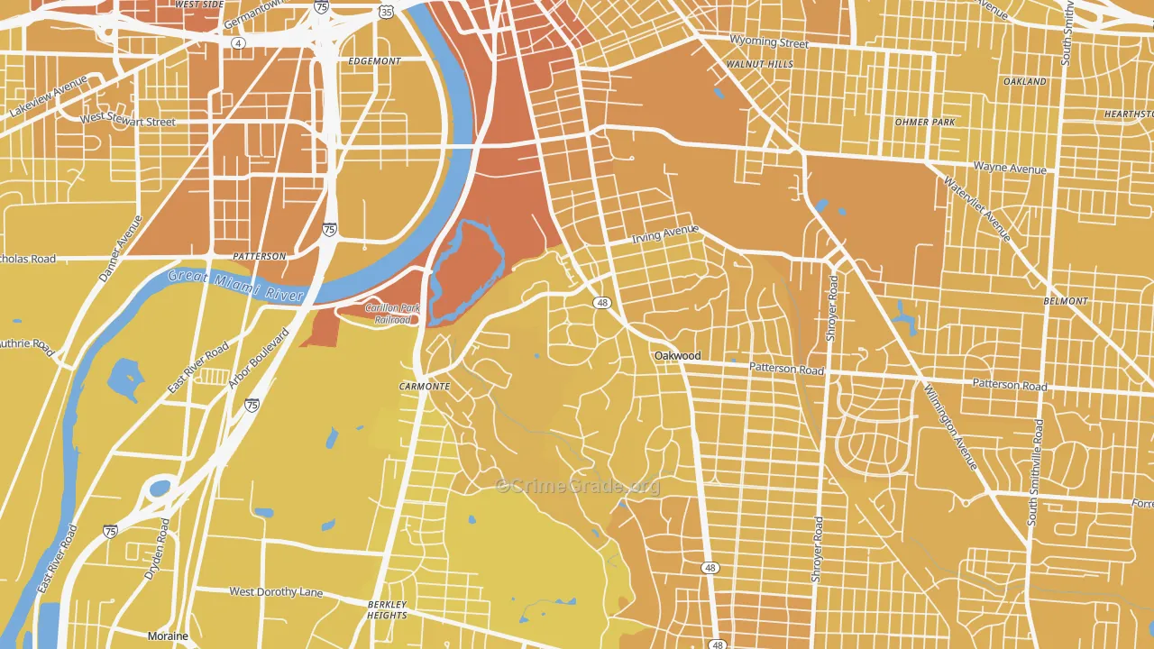 45409, OH Map of Vehicle Theft Rates