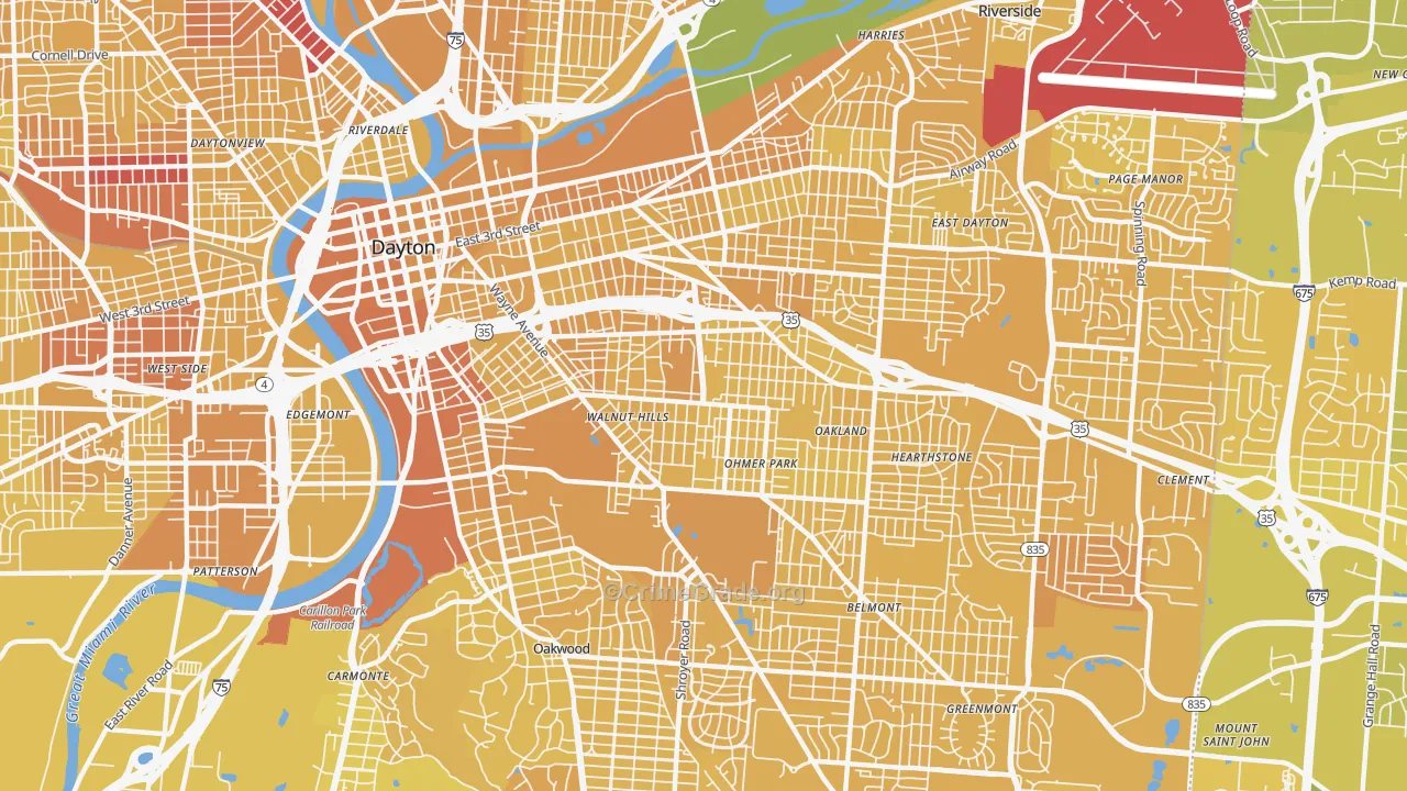 45410, OH Map of Vehicle Theft Rates