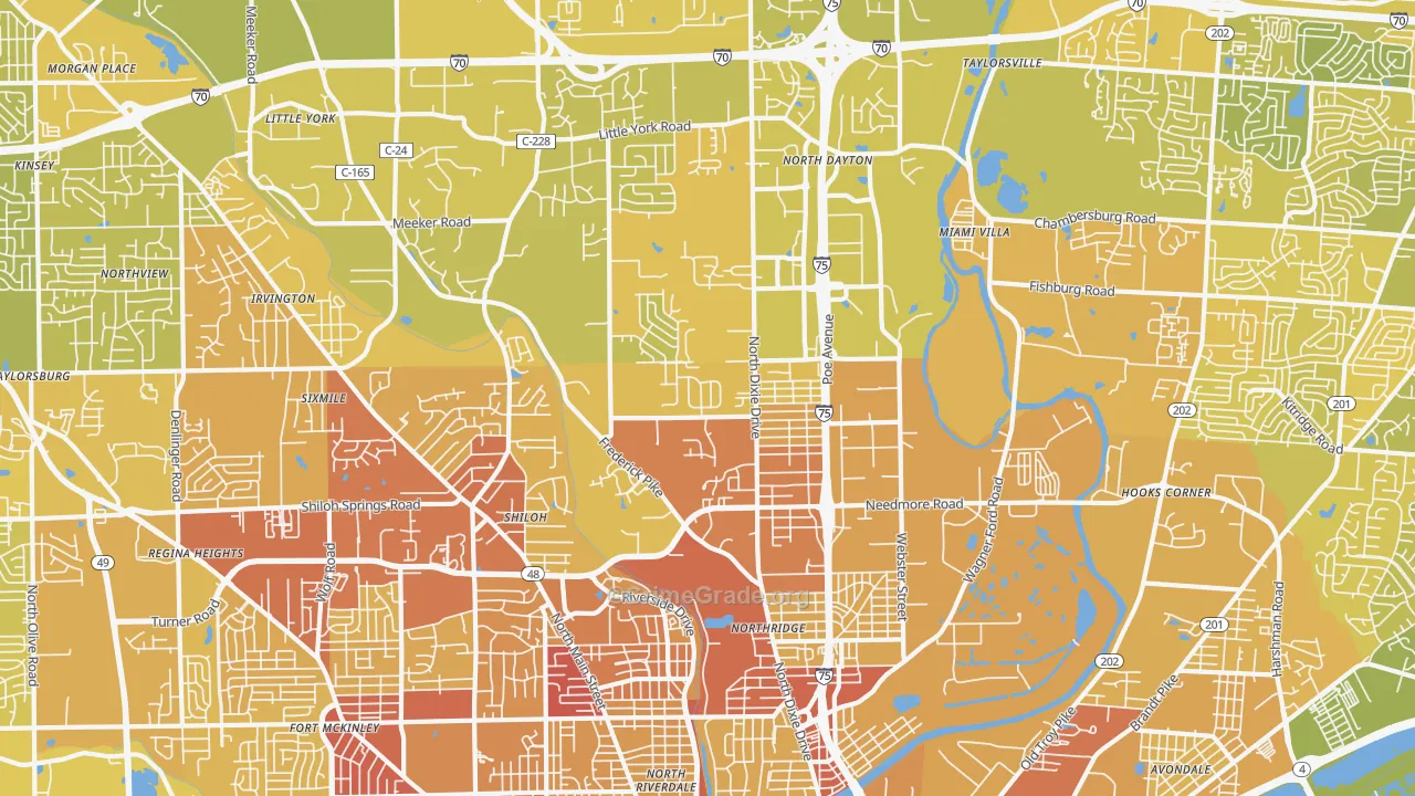45414, OH Map of Vehicle Theft Rates