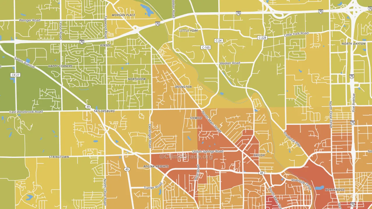 45415, OH Map of Vehicle Theft Rates