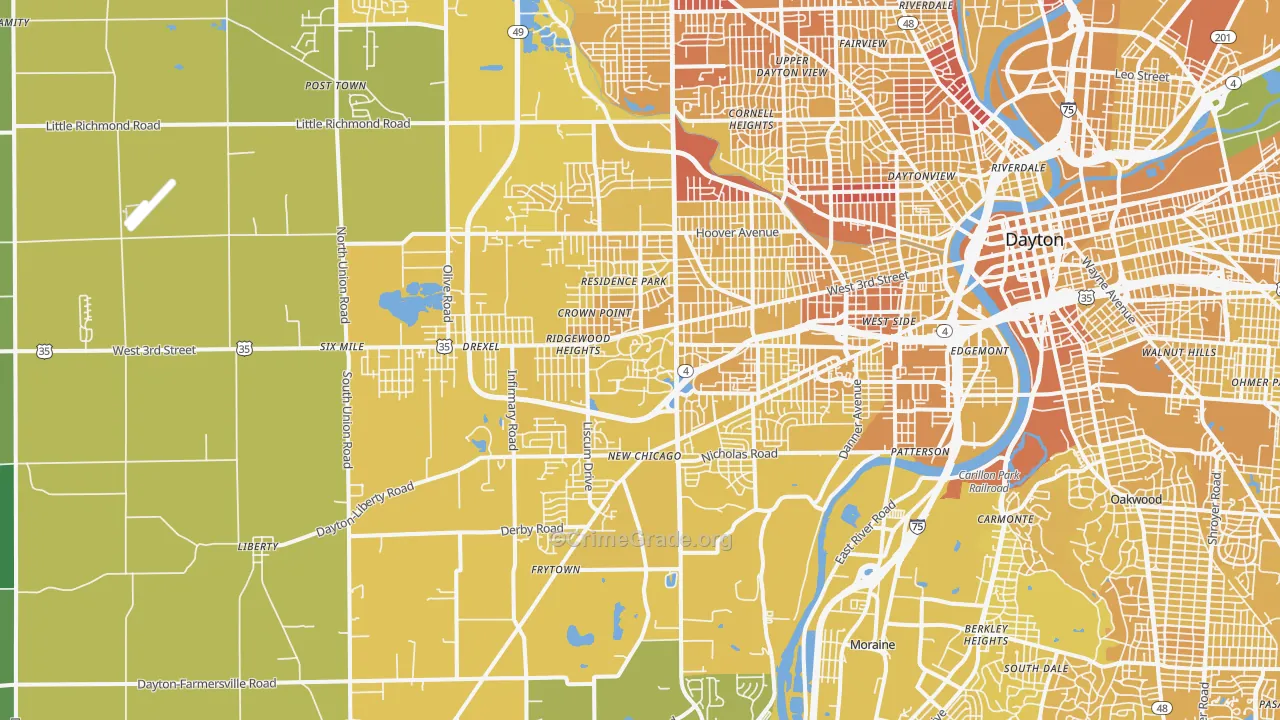 45417, OH Map of Vehicle Theft Rates
