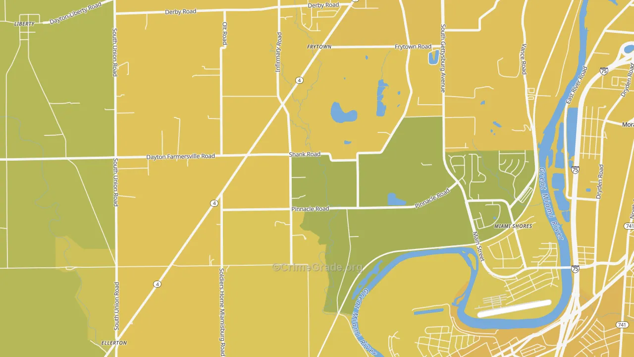 45418, OH Map of Vehicle Theft Rates