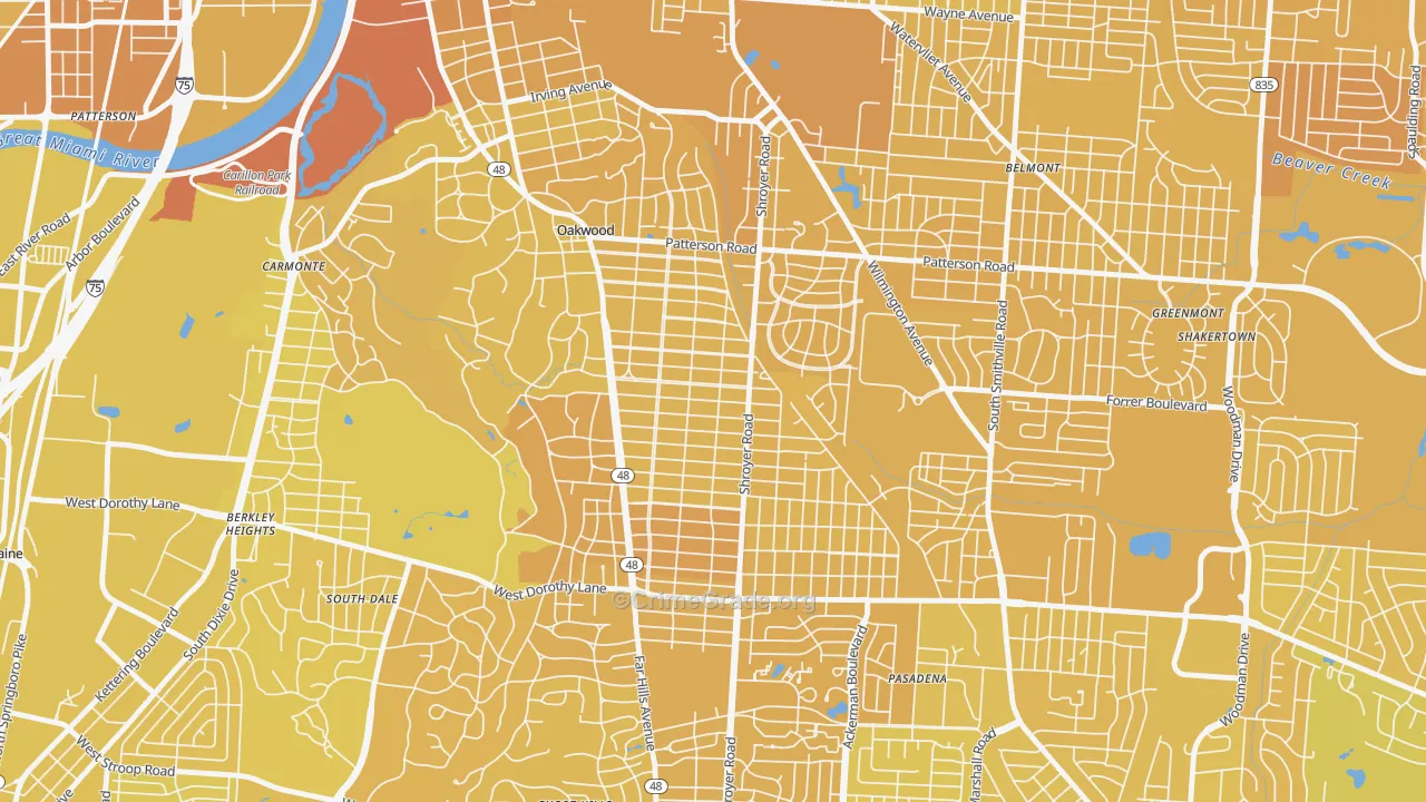 45419, OH Map of Vehicle Theft Rates