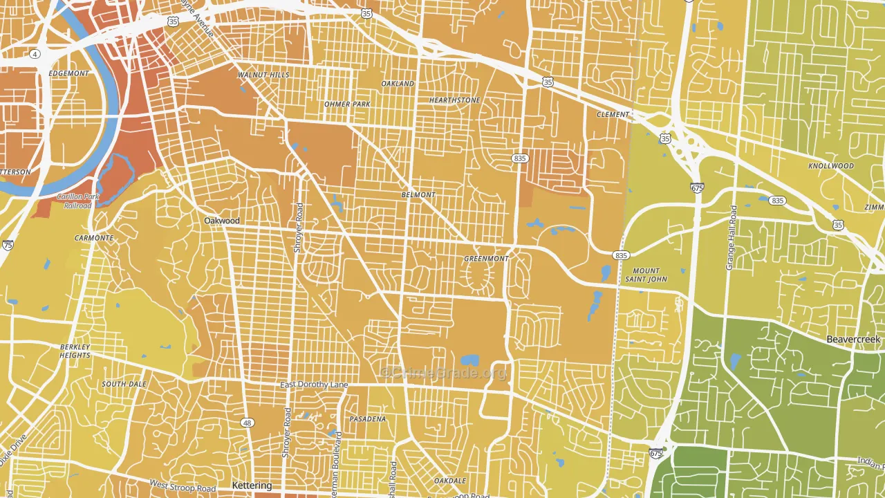 45420, OH Map of Vehicle Theft Rates