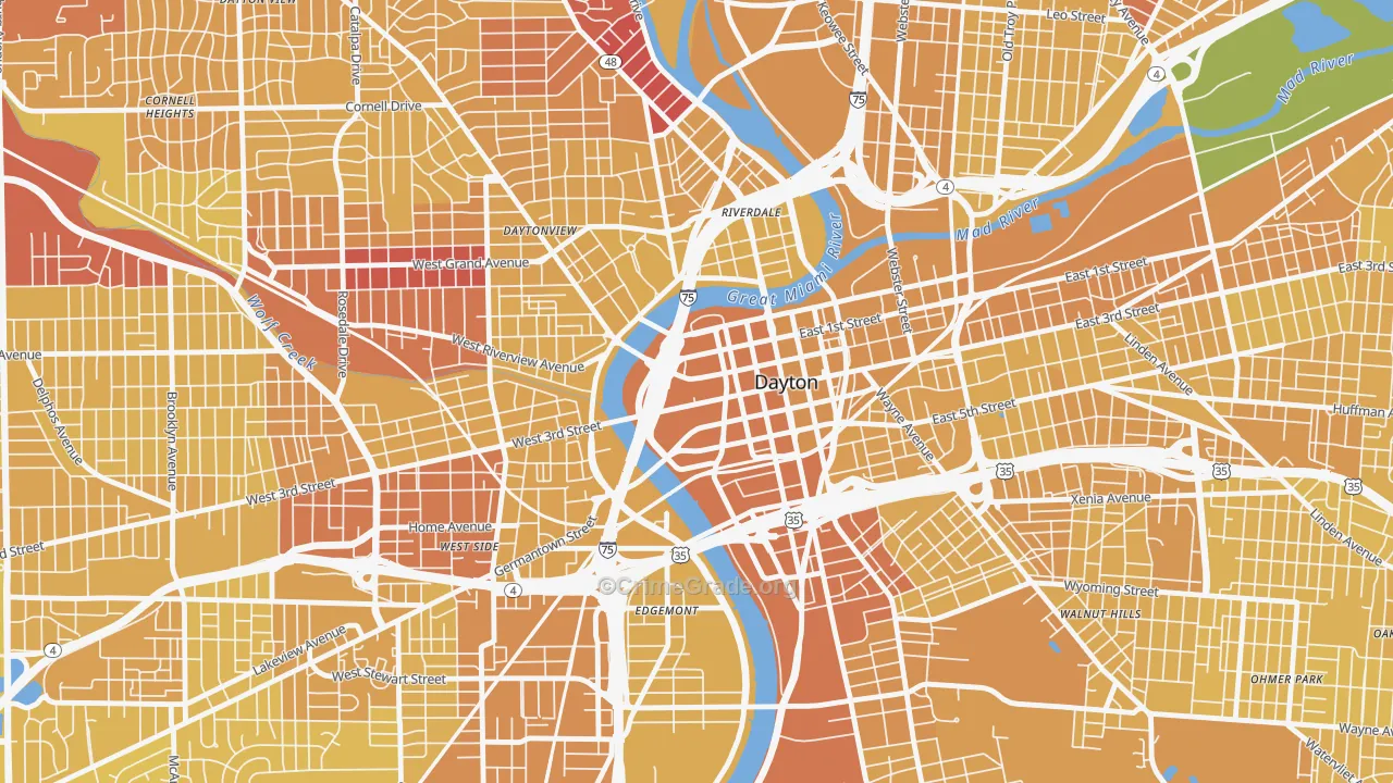 45422, OH Map of Vehicle Theft Rates