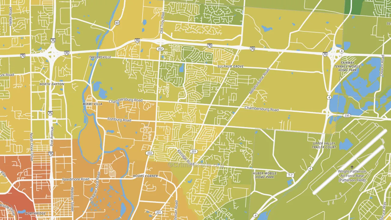 45424, OH Map of Vehicle Theft Rates