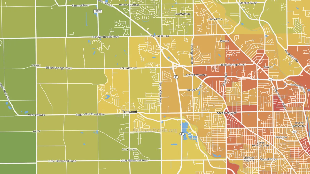 45426, OH Map of Vehicle Theft Rates
