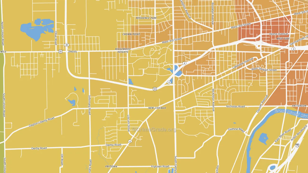 45428, OH Map of Vehicle Theft Rates