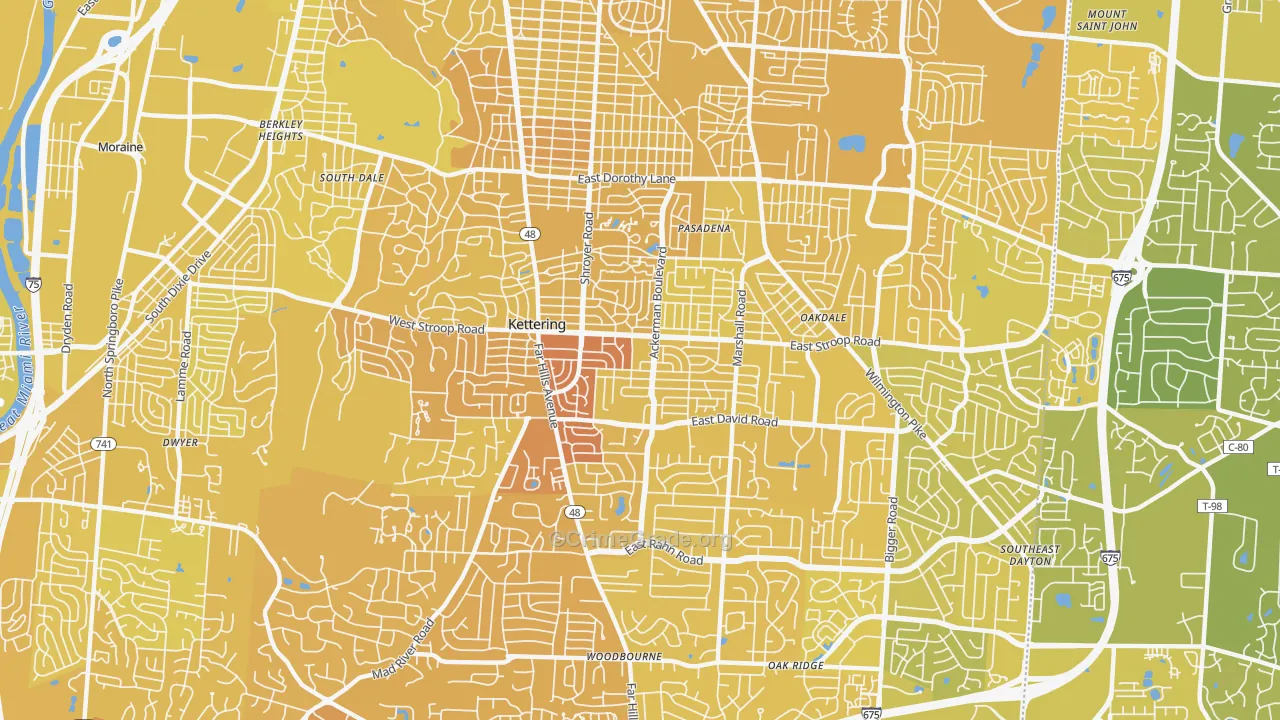 45429, OH Map of Vehicle Theft Rates