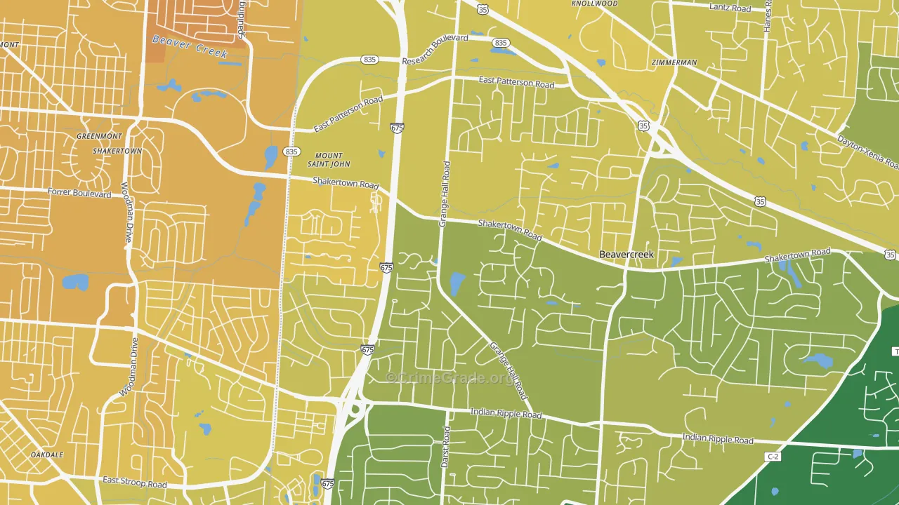 45430, OH Map of Vehicle Theft Rates