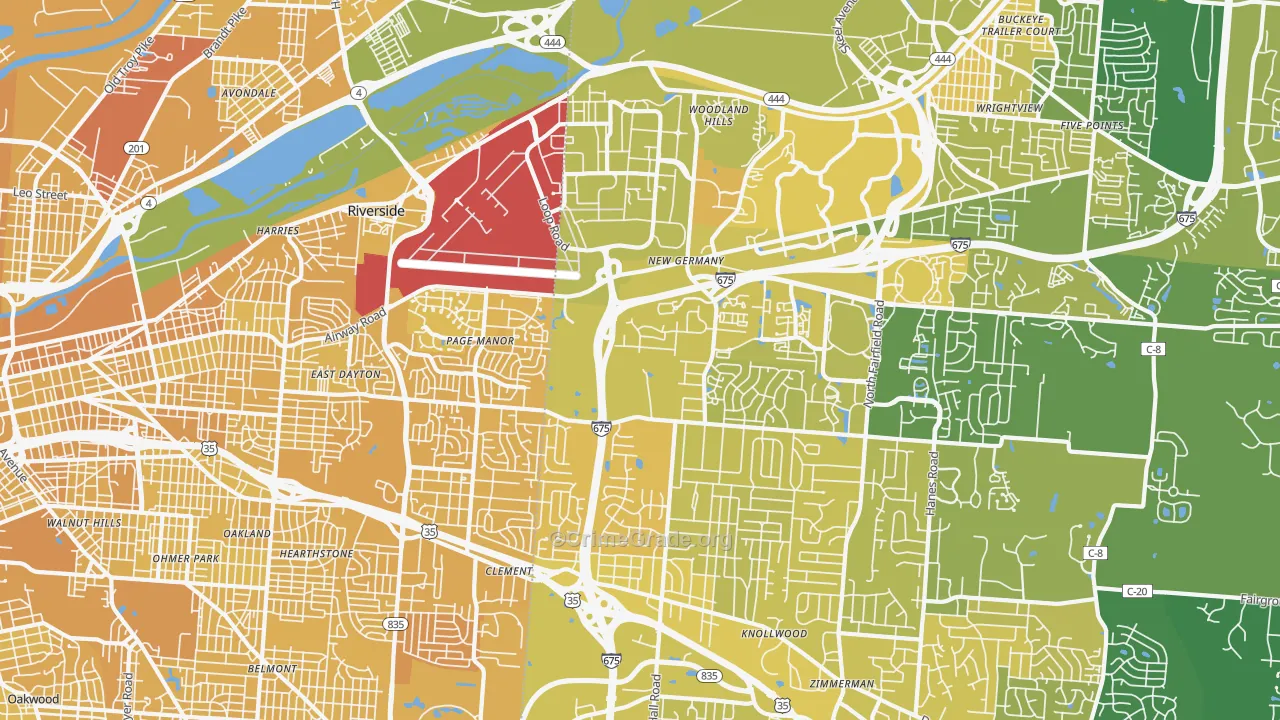 45431, OH Map of Vehicle Theft Rates