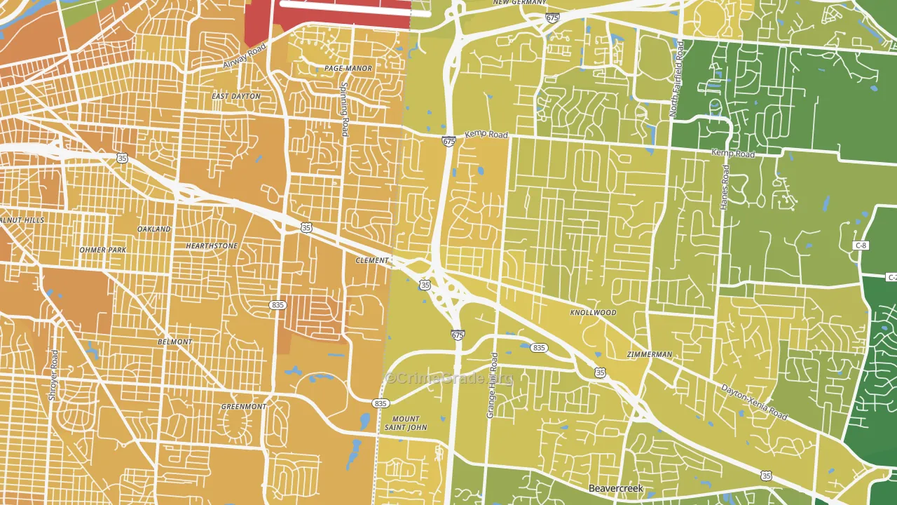 45432, OH Map of Vehicle Theft Rates